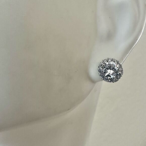 Olivia and Jackson Fine Silver Plated Halo Stud Earrings Set - Picture 3 of 12